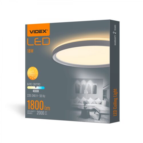 Світильник LED VIDEX 18W 4000K з декоративною підсвіткою білий VL-DL3R-184W
