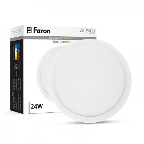 Вбудований круглий світильник Feron AL510 24W білий