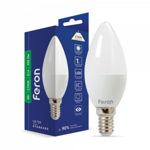 Лампа світлодіодна LED Feron C37 4W E14 2700K LB-720
