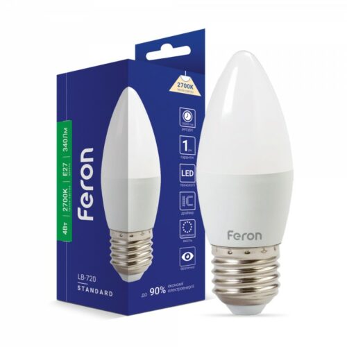 Лампа світлодіодна LED Feron C37 4W E27 2700K LB-720