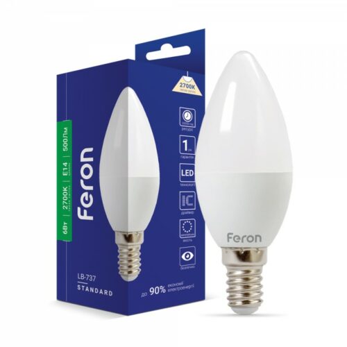 Лампа світлодіодна LED Feron C37 6W E14 2700K LB-737