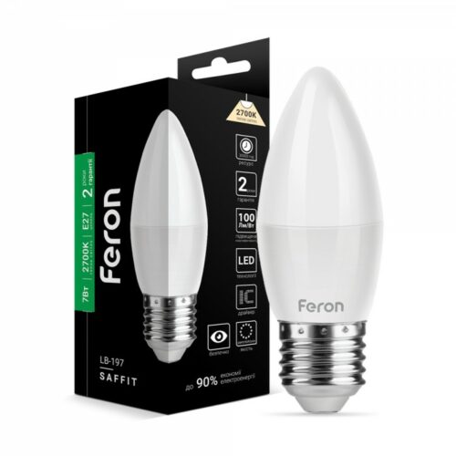 Лампа світлодіодна LED Feron C37 7W E27 2700K LB-197