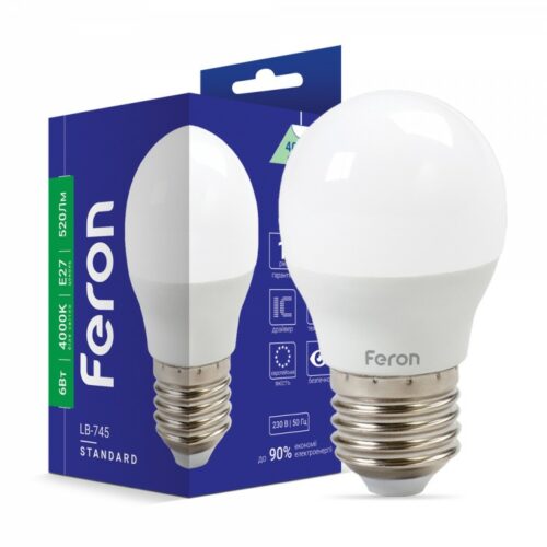 Лампа світлодіодна LED Feron G45 6W E27 4000K LB-745