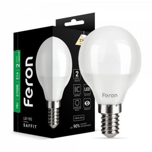 Лампа світлодіодна LED Feron G45 7W E14 2700K LB-195
