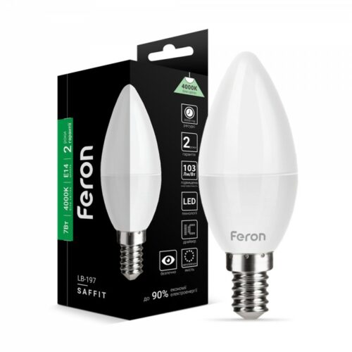 Лампа світлодіодна LED Feron C37 7W E14 4000K LB-197