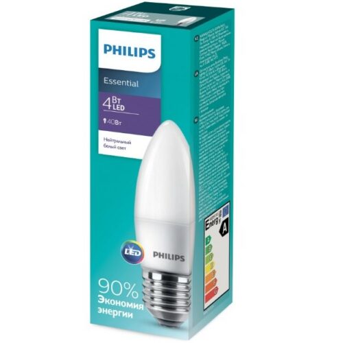 Лампа світлодіодна LED PHILIPS ESS LED Candle 4W E27 840