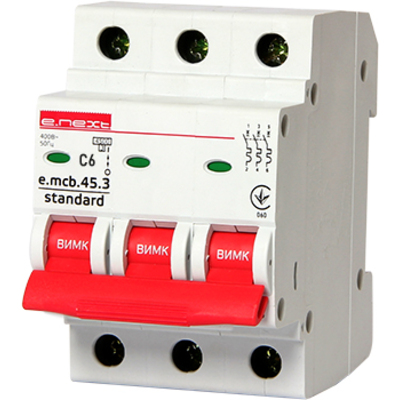 Автоматичний вимикач E.NEXT e.mcb.stand.45.3.C6 3p 6А C 4.5кА