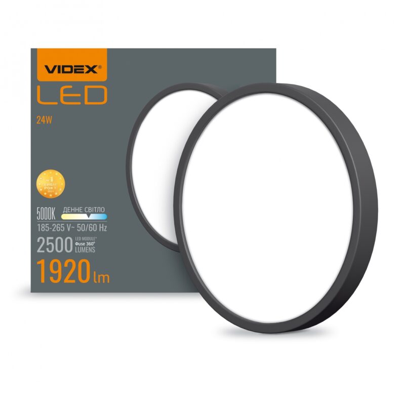 Світильник круглий накладний LED VIDEX 24W 5000K Black VL-DLRS-245B