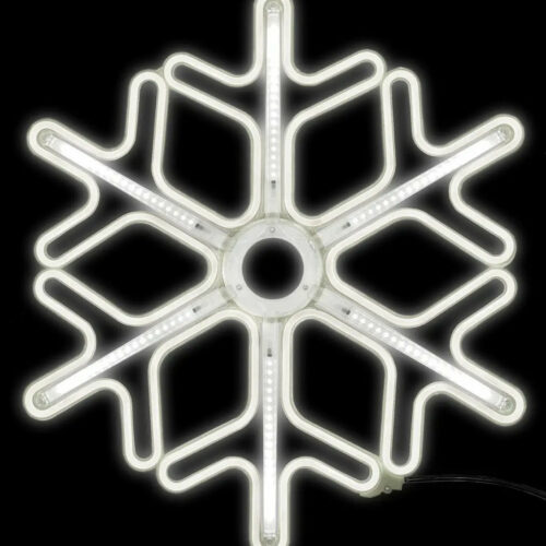 Світлодіодна вулична новорічна фігура Сніжинка 40х40 см з неону та з ефектом падаючої LED краплі, Біла