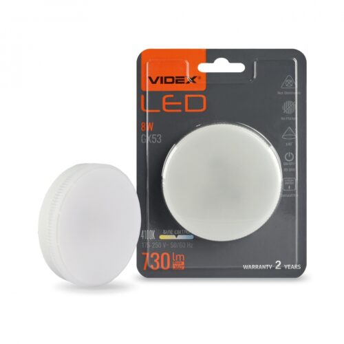 Світлодіодна лампа LED  Videx GX53 8W 4100K VL-GX53-08534