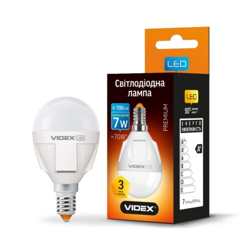 Лампа світлодіодна LED Videx Premium G45 7W E14 3000K VL-G45-07143