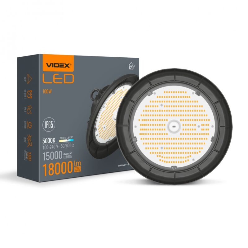 Світильник висотний LED ХайБей VIDEX 100W 5000K 18000Lm Чорний VL-HB01-1005B