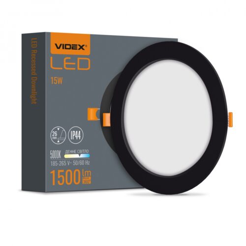 Світильник вбудований LED Videx Back 15W 5000K круглий чорний VL-DLBR-155B