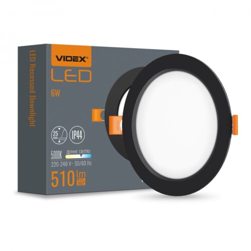 Світильник вбудований LED Videx Back 6W 5000K круглий чорний VL-DLBR-065B