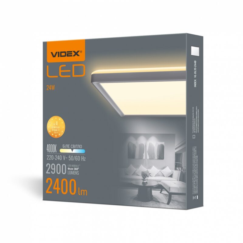 Світильник з декоративною підсвіткою LED Videx 24W 4000K квадратний білий VL-DL3S-244W