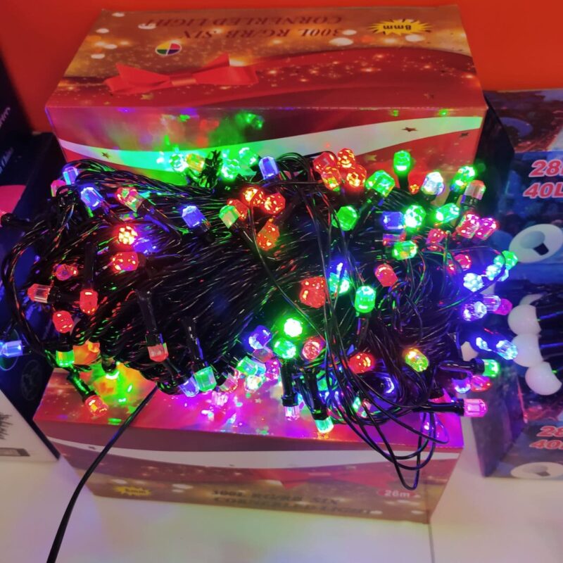 Гірлянда String нитка 500LED 22м кристал RGB чорний дріт