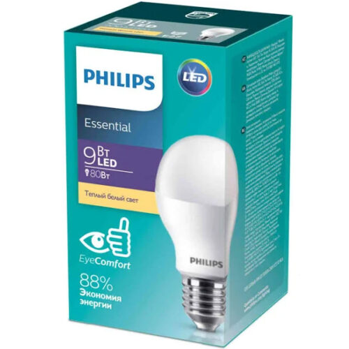 Лампа світлодіодна LED PHILIPS PH LEDBulb 9W E27 3000K 230V