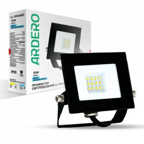 Прожектор Ardero LL-1010ARD 10W 6500k чорний IP65