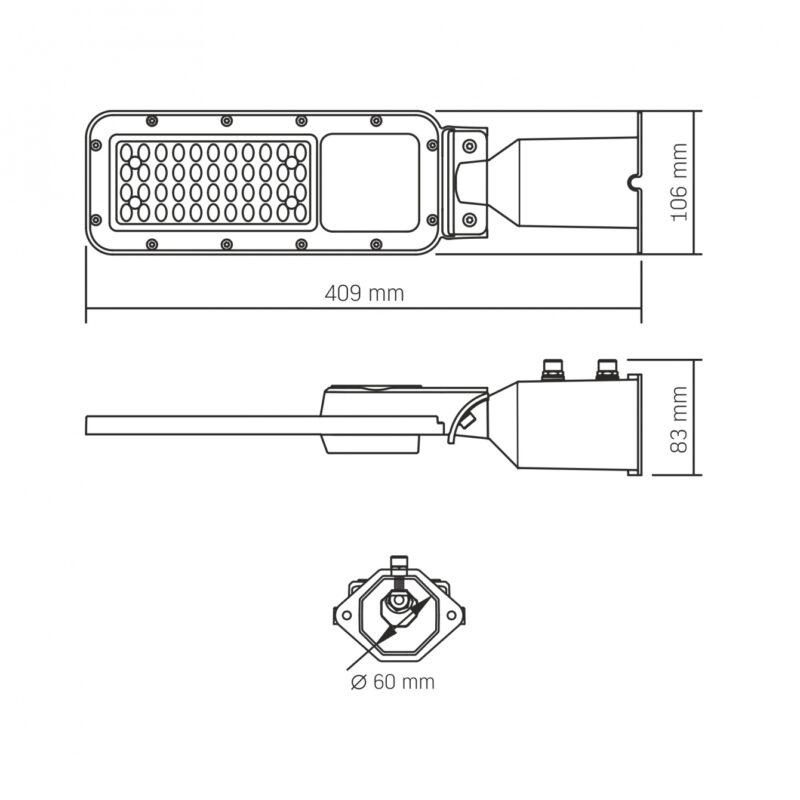 Ліхтар вуличний Videx IP65 30W 3300Lm 5000K 220V VL-SLE17-0305