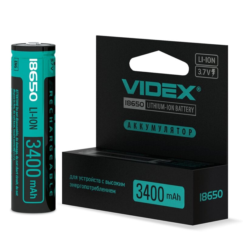 Акумулятор Videx літій-іонний 18650 (з захистом) 3400mAh