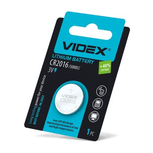 Батарейка литиевая CR2016 1шт BLISTER CARD Videx