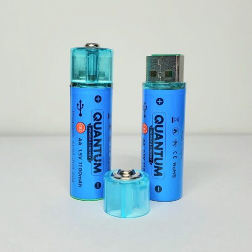 Акумулятор літій-іонний Quantum USB Li-ion AA  1.5V ,1100mAh plastic case, 2шт/уп