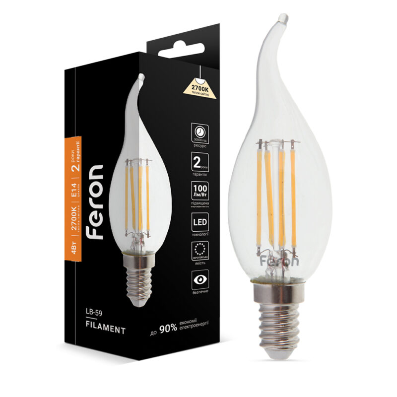 Філаментна світлодіодна лампа LED Feron CF37 4W E14 2700K LB-59 Filament