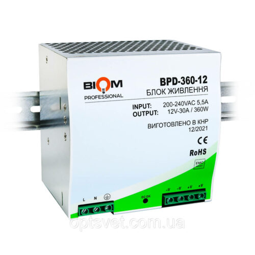 Блок живлення BIOM Professional DC12 360W BPD-360-12 30A на DIN-рейку