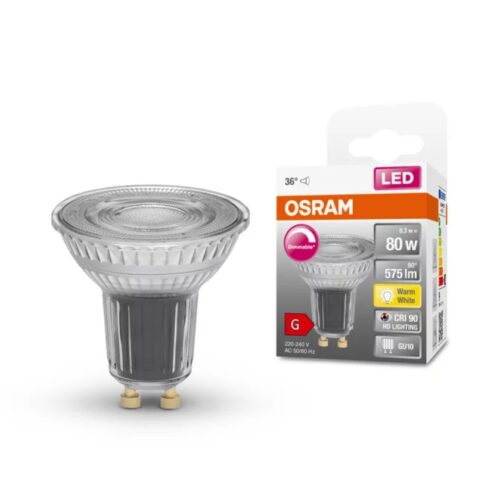 Лампа Osram MR16 GU10 8,3 W 575 lm 2700K 36° Теплий білий диммируемая