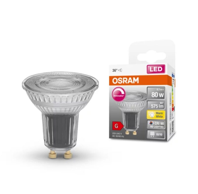 Лампа Osram MR16 GU10 8,3 W 575 lm 2700K 36° Теплий білий диммируемая