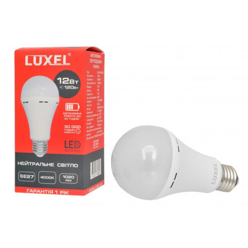 Лампа акумуляторна LED Luxel 12W E27 1800мА/г 4000K 220V 064-NEL