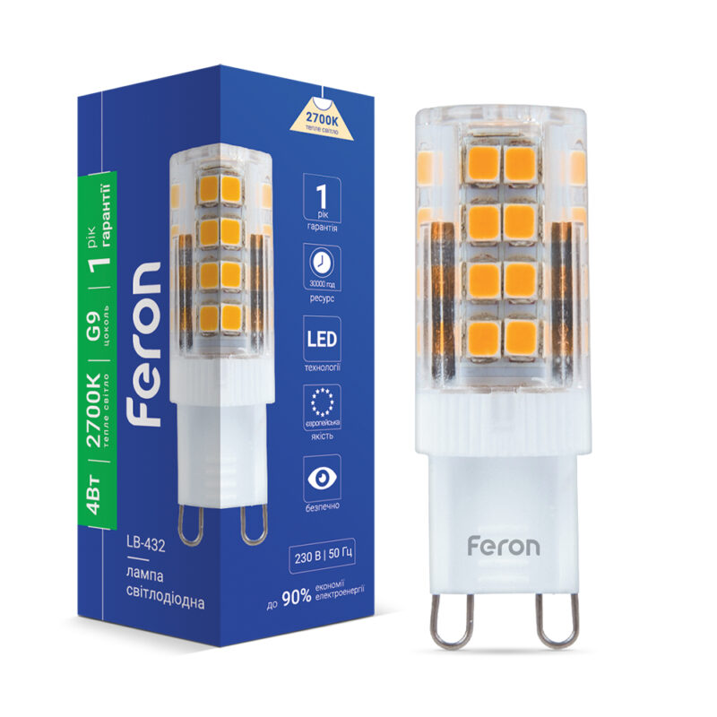 Лампа світлодіодна LED Feron 4W G9 2700K LB-432