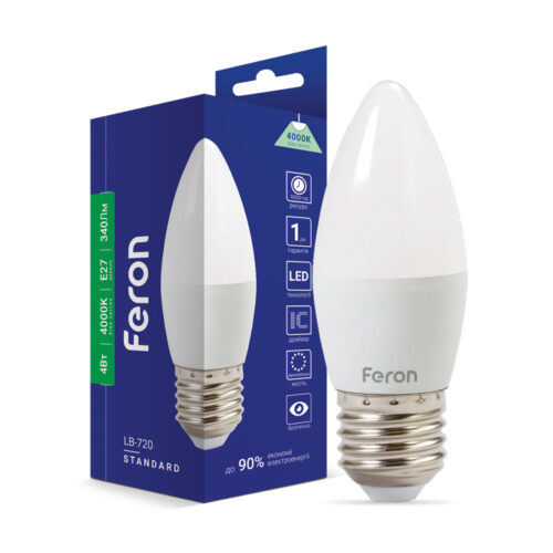 Лампа світлодіодна LED Feron C37 4W E27 4000K LB-720