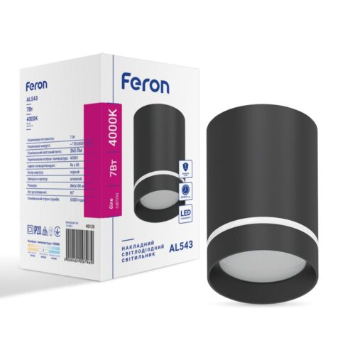 Світлодіодний накладний світильник Feron AL543 7Вт 4000K чорний