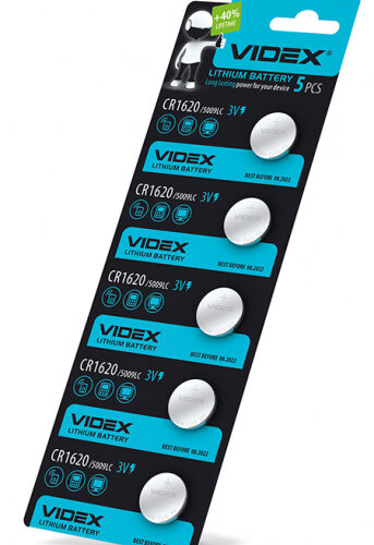 Батарейка літієва Videx CR1620 5шт BLISTER CARD