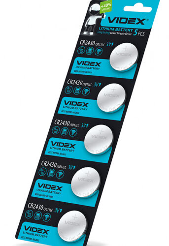 Батарейка літієва Videx CR2430 5шт BLISTER CARD