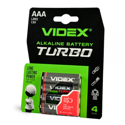 Батарейка лужна Videx LR03/AAA Turbo 4шт BLISTER