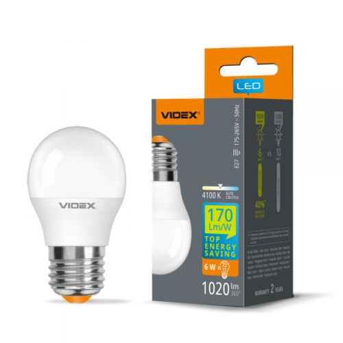 LED лампа VIDEX G45h 6W E27 4100K