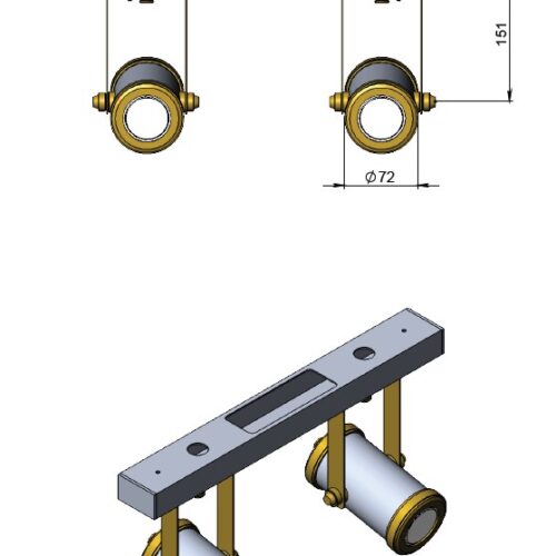 Люстра стельова 2Spots,  Світла латунь/білий, Pikart Lights