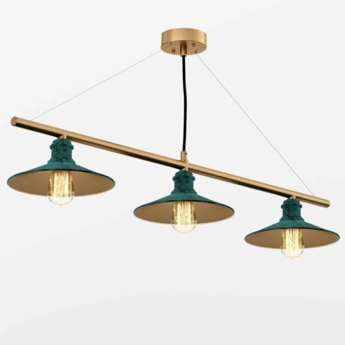 Люстра Classic 3,  Зелена латунь 3 шт, Pikart Lights