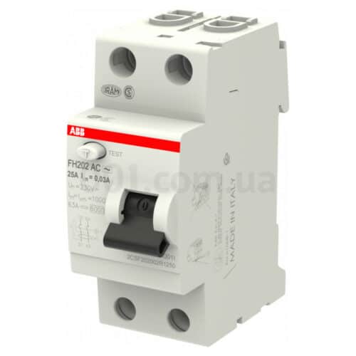 Диференційний вимикач (ПЗВ) FH202AC-25/0,03 25А 2Р 30mA тип AC, ABB