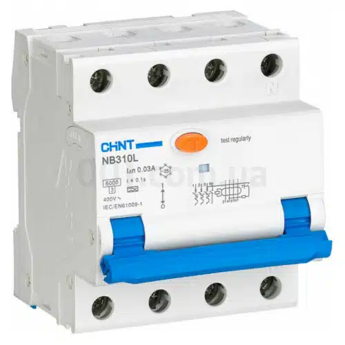 Диференційний автоматичний вимикач NB310L/3N 3P+N C6 30мА тип A 6кА (72мм), CHINT