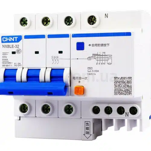 Диференційний автоматичний вимикач NXBLE-32 3P+N C25 30мА тип АС 6кА, CHINT