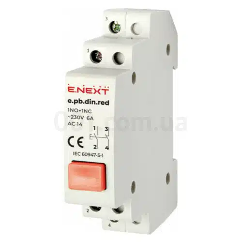 Кнопка на DIN-рейку e.pb.din.red червона, E.NEXT