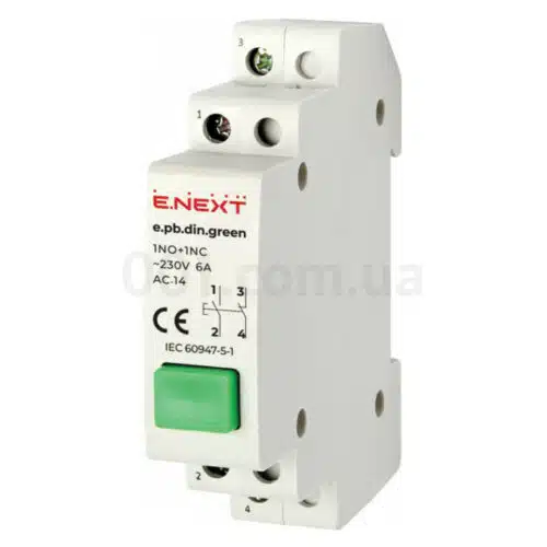Кнопка на DIN-рейку e.pb.din.green зелена, E.NEXT