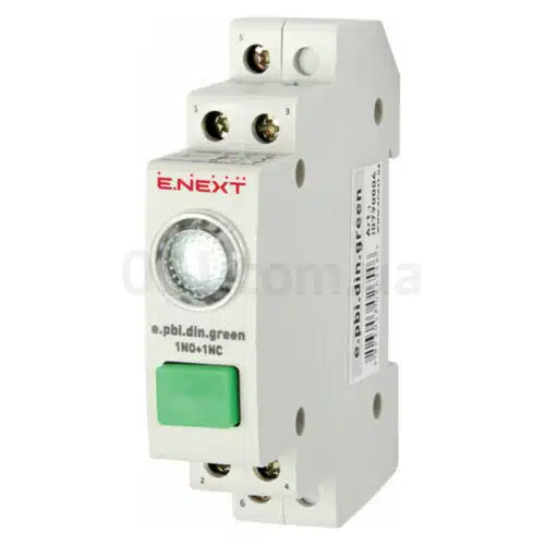 Кнопка з індикатором на DIN-рейку e.pbi.din.green зелена, E.NEXT
