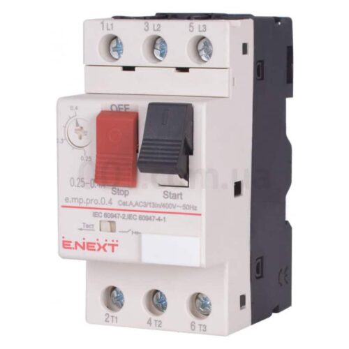 Автоматичний вимикач захисту двигуна e.mp.pro.0.4, 3P In=0,4А Ir=0,25-0,4А, E.NEXT