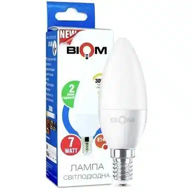 Свiтлодiодна лампа Biom BT-569 C37 7W E14 3000К матова