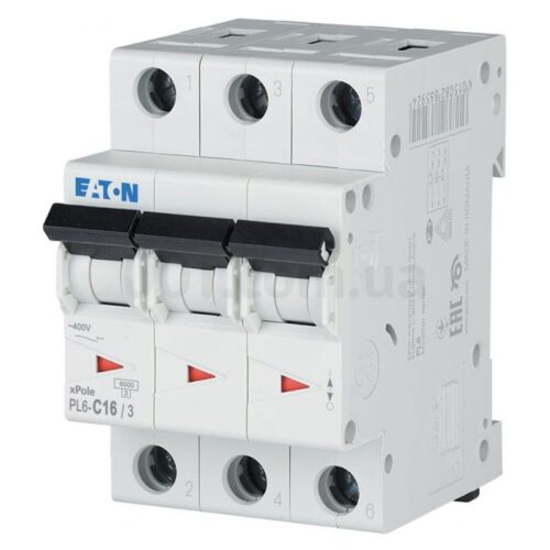 Автоматичний вимикач PL6-C16/3 3P 16 А х-ка C, Eaton