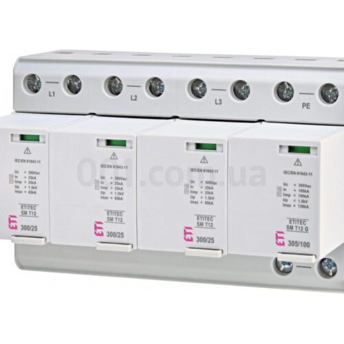 Обмежувач перенапруги ETITEC SM T12 300/25 (3+1, 8P, TT), ETI